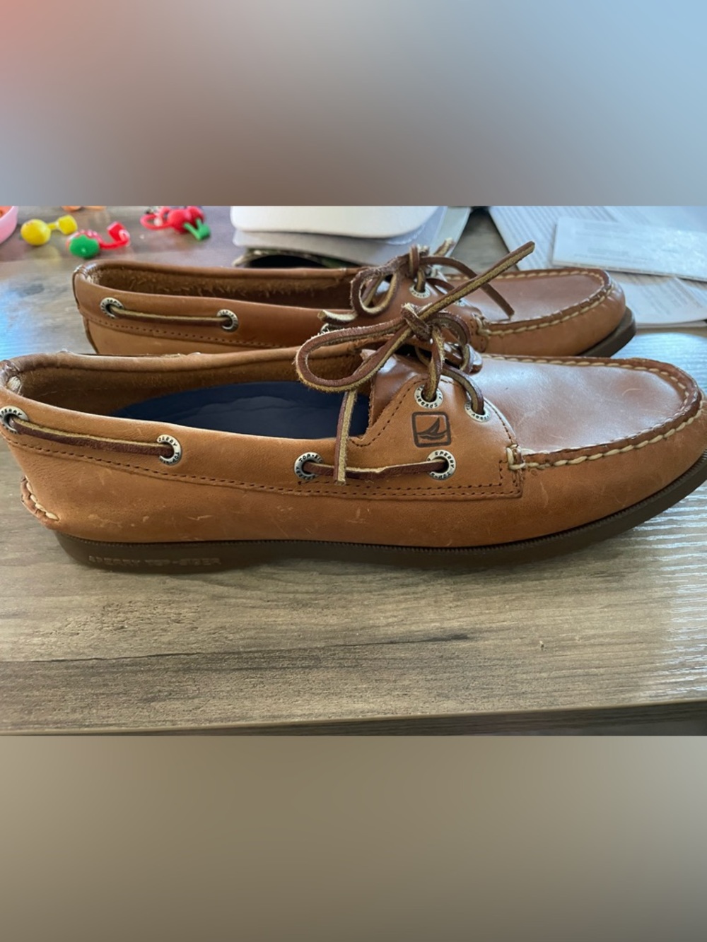 Sperry Top sider A/O 2 eye Camel  Women’s size 9 leather upper yacht boat shoes